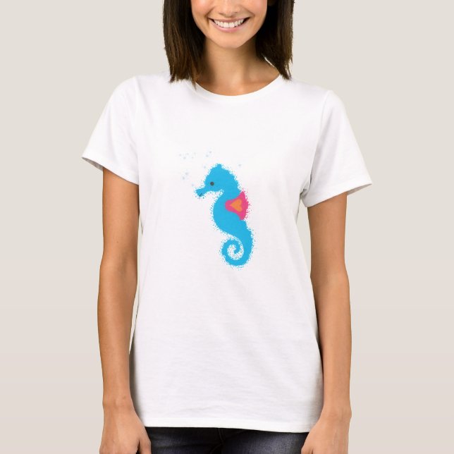 Blue Seepferd Cartoon T-Shirt (Vorderseite)