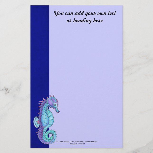 Blue Seepferd Stationery Briefpapier (Vorderseite)