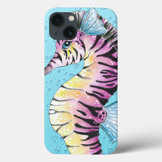 Blue Seepferd Zebra Case-Mate iPhone Hülle (Rückseite)