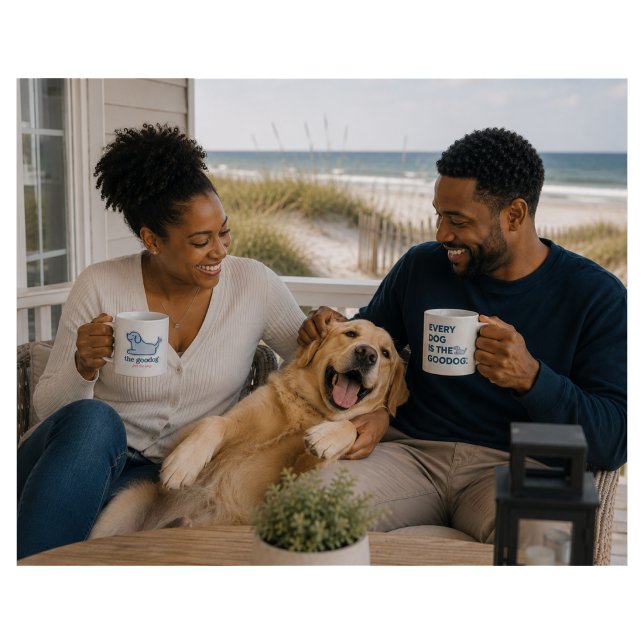 Blue Seersucker Dog Silhouette Coffee Kaffeetasse (Von Creator hochgeladen)