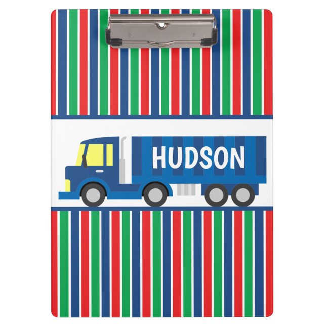 Blue Semi Truck Personalisierte Zwischenablage Klemmbrett (Vorderseite)