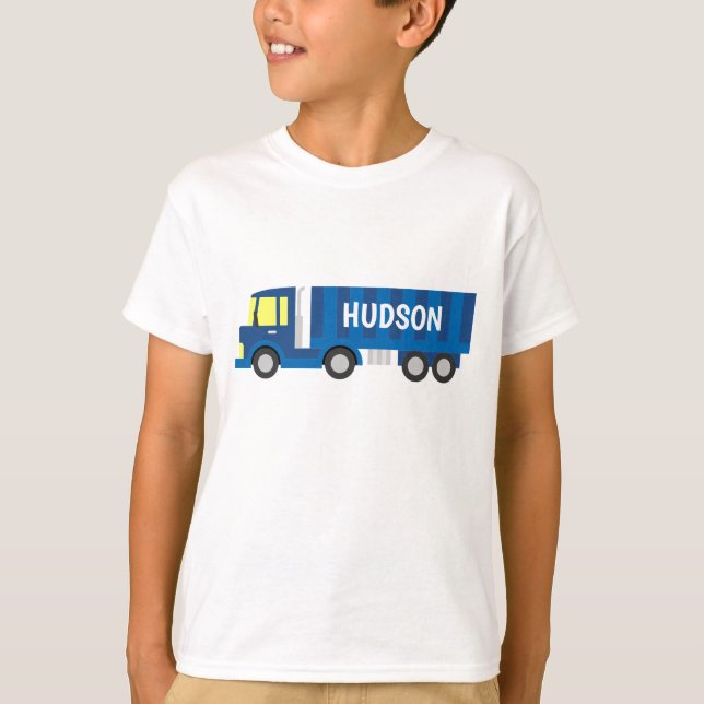 Blue Semi Truck Personalisierter T - Shirt (Vorderseite)