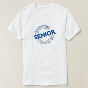 Blue Senior Class of Distressed Abzeichen T-Shirt