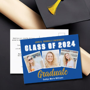 Blue Senior Foto Collage Class of 2025 Abschluss Ankündigungspostkarte