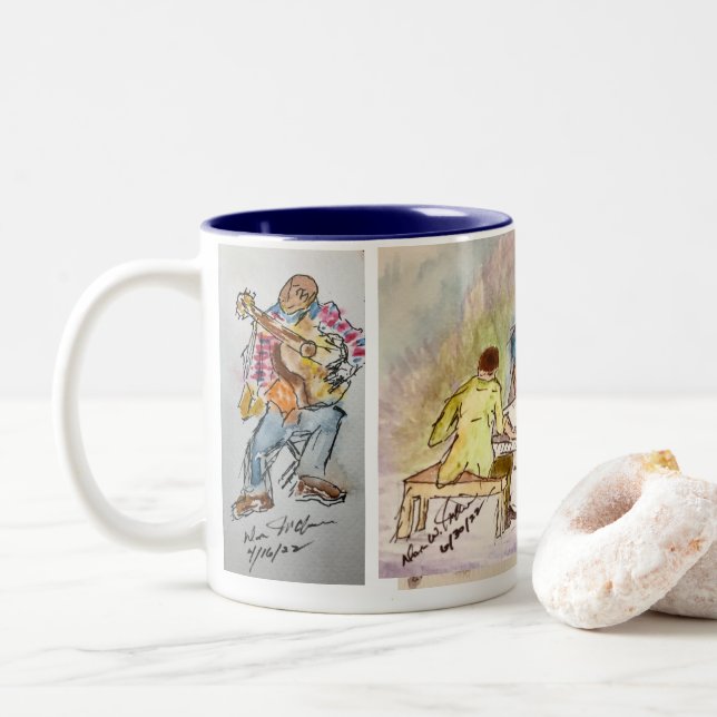 Blue Series Jazz Coffee Mugs Zweifarbige Tasse (Mit Donut)