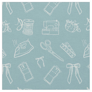 Blue Sewing Themed Pattern Stoff