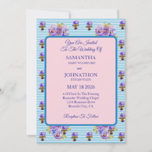 Blue Shabby Chic Blume Hochzeit Einladung