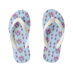 Blue Shabby Chic Pansy florale Blume Beach Thongs Kinderbadesandalen