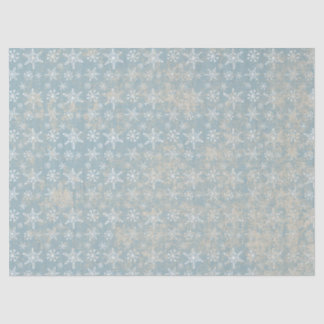 Blue Shabby Grungy Snowflakes Tissue Paper Seidenpapier