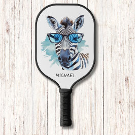 Blue Shades Albern Zebra Modern Monogram Pickleball Schläger