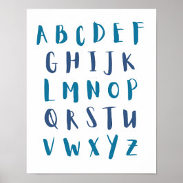 Blue Shades Alphabet Hauptstadt Letters Kids Room Poster