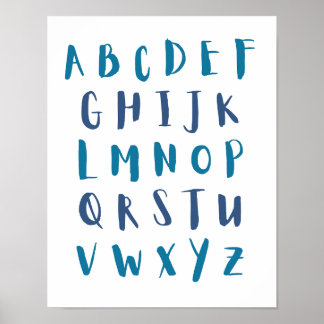 Blue Shades Alphabet Hauptstadt Letters Kids Room Poster