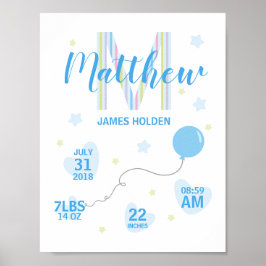 Blue Shades Birth Stat Design Poster