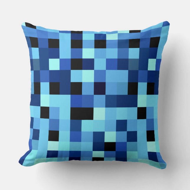 Blue Shades Checkerboard Kissen (Vorderseite)