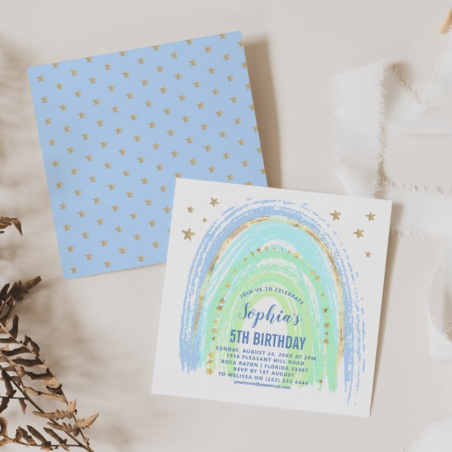 Blue Shades Rainbow Birthday Party Einladung (Von Creator hochgeladen)