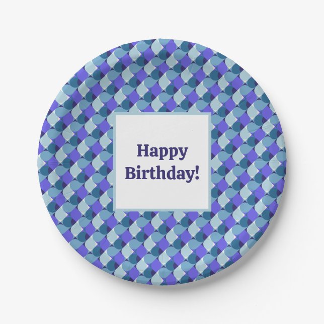 Blue Shapes Geburtstag Pappteller (Vorderseite)