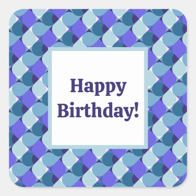Blue Shapes Geburtstag Quadratischer Aufkleber (Vorderseite)
