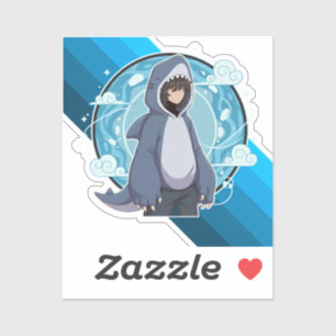 Blue Shark Boy Anime-Kunst Aufkleber