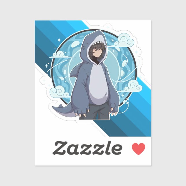 Blue Shark Boy Anime-Kunst Aufkleber (Blatt)