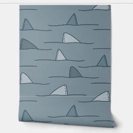 Blue Shark Fin Kids Wallpaper Tapete