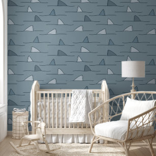 Blue Shark Fin Kids Wallpaper Tapete