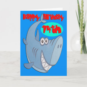 Blue Shark Fourteenth Birthday Karte