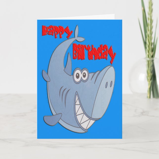 Blue Shark Happy Birthday Karte (Vorderseite)