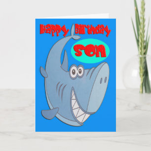 Blue Shark Son Birthday Karte