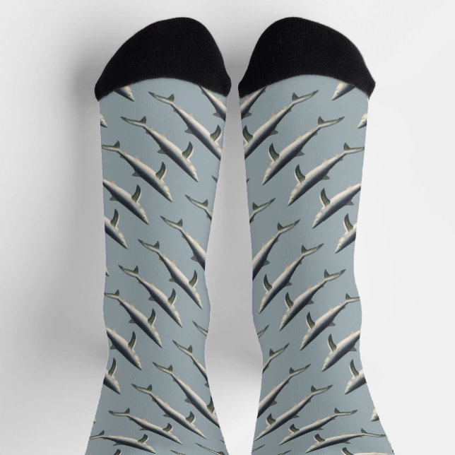 Blue Shark, Vintage Aquatic Ocean Marine Life Socken (Oben)