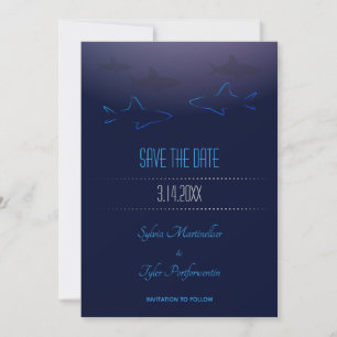 Blue Shark Wedding Save the Date Karte