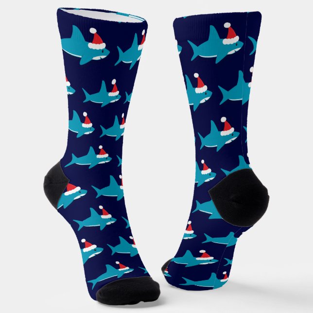 Blue Shark Weihnachtsmannmütze Weihnachten Socken (Gewinkelt)