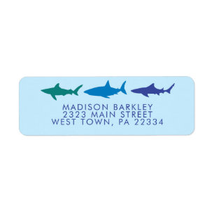 Blue Sharks Niedlich Kid's Return Address Label