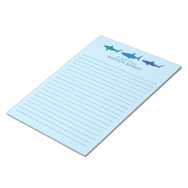 Blue Sharks Niedlich Kid's Stationary Notepad Notizblock (angewinkelt)