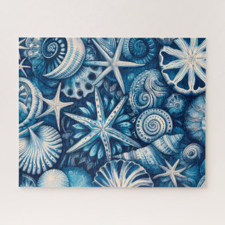 Blue Shells Beach Batik Starfish Sand Dollar Puzzle