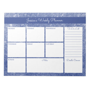 Blue Shimmer Custom Weekekly Planer und zu tun Lis Notizblock