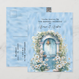 Blue Shimmer Garden Door Daisy Postkarte