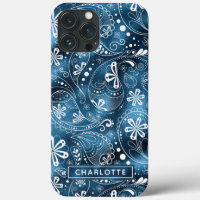 Blue Shimmer Modern Girly Paisley Personalisiert