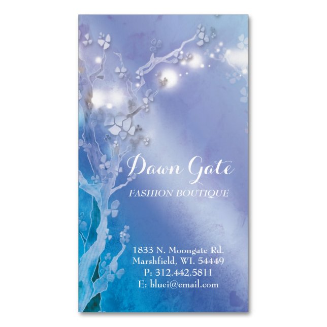 Blue Shimmering Grace Magnetic Business Cards Magnetische Visitenkarte (Vorderseite Vertikal)