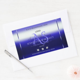 Blue Shimmery Product Labels Initials Jewels Logo Rechteckiger Aufkleber