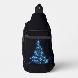 Blue Shine of Stars on Christmas Tree Dark Crossbody Bag