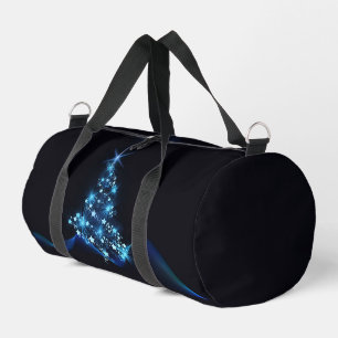 Blue Shine of Stars on Christmas Tree Dark Duffle Bag