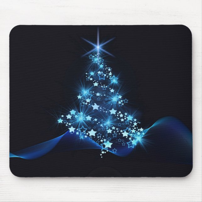 Blue Shine of Stars on Christmas Tree Dark Mousepad (Vorne)
