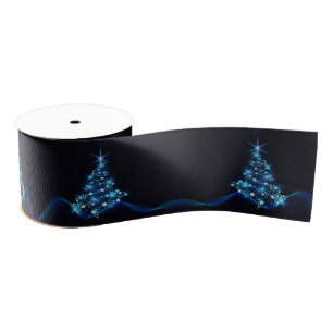 Blue Shine of Stars on Christmas Tree Dark Ripsband