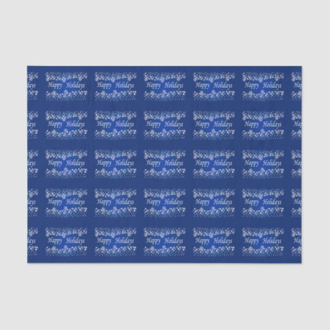 Blue Shinry Stars Happy Holiday Tissue Seidenpapier (Vorderseite)