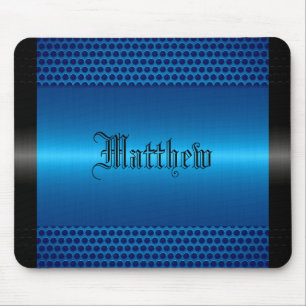 Blue Shiny Stainless Steel Metal Look Mousepad