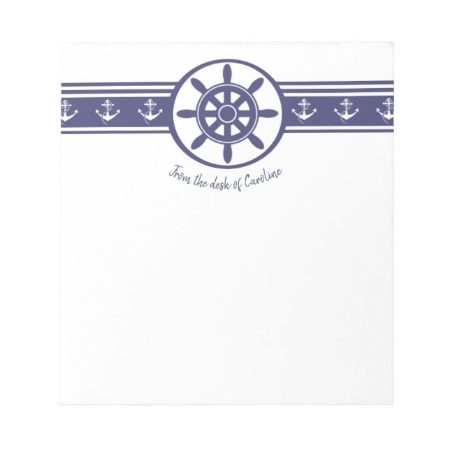 Blue Ships Wheels Personalisiert Notepad Notizblock (Vorderseite)