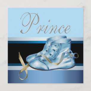 Blue Shoes Black Blue Crown Prince Baby Dusche Einladung