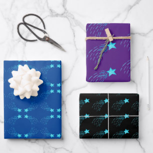 Blue Shooting Stars Geschenkpapier Set