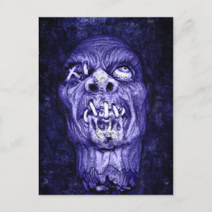 Blue Shrunken Head Zombie Postkarte