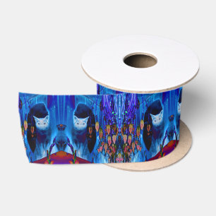 Blue Siamese Cat Abstrakt Animal Art Satinband